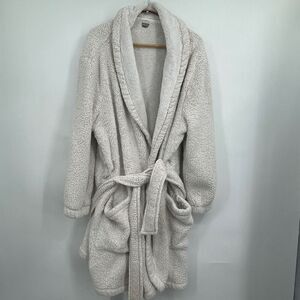 Aerie Cream Sleepwear Holiday Cozy Sherpa Belted Long Sleeve Robe Large/XL